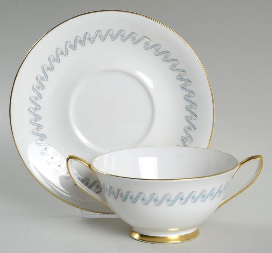 Riviera Footed Cream Soup Bowl & Saucer Set by Royal Albert-1