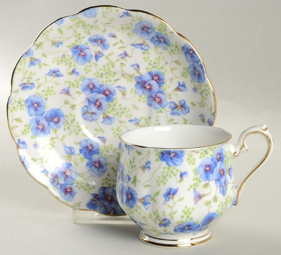 ROA18 (Gold Trim) Footed Cup & Saucer Set by Royal Albert-1