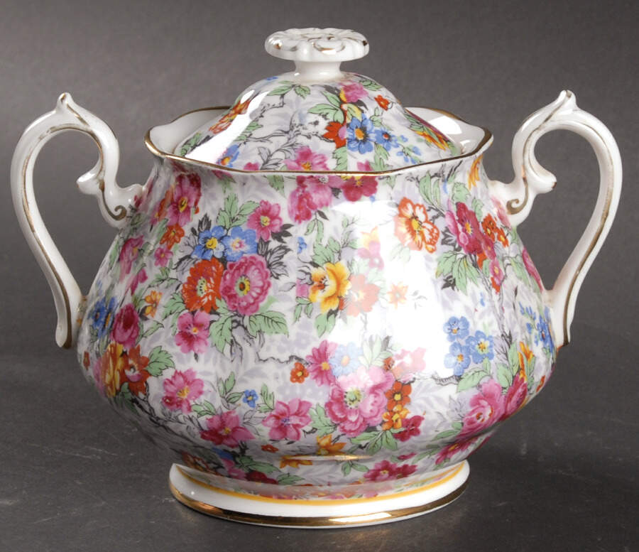 Rose Chintz (Bone China Bkstamp) Sugar Bowl & Lid by Royal Albert-1