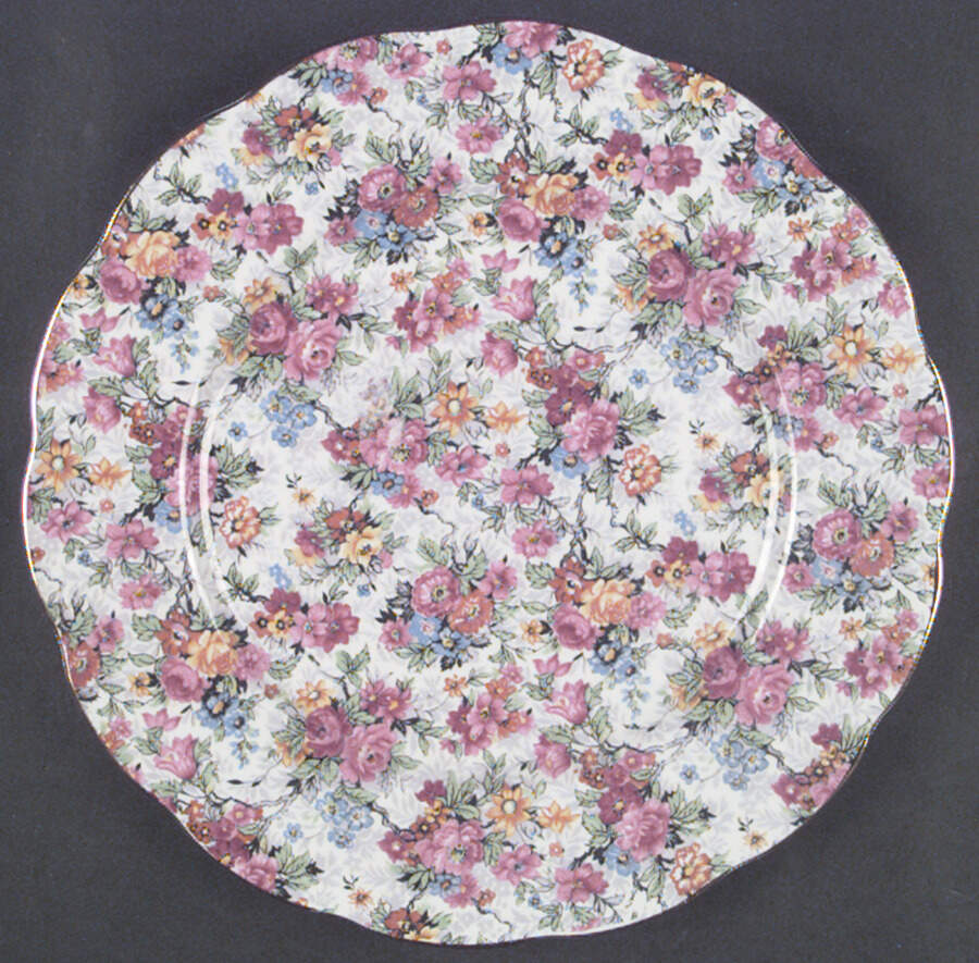 Rose Chintz (Bone China Bkstamp) Luncheon Plate by Royal Albert-1