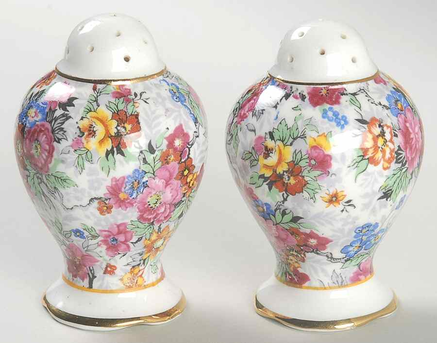 Rose Chintz (Bone China Bkstamp) Salt & Pepper Set by Royal Albert-1