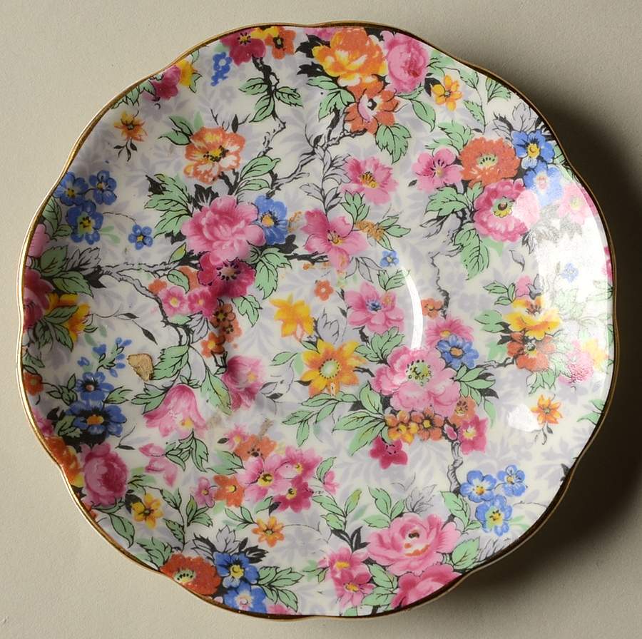 Rose Chintz (Bone China Bkstamp) Saucer for Demitasse Cup by Royal Albert-1