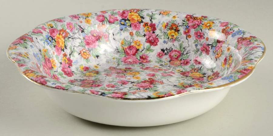 Rose Chintz (Bone China Bkstamp) 9" Round Vegetable Bowl by Royal Albert-1