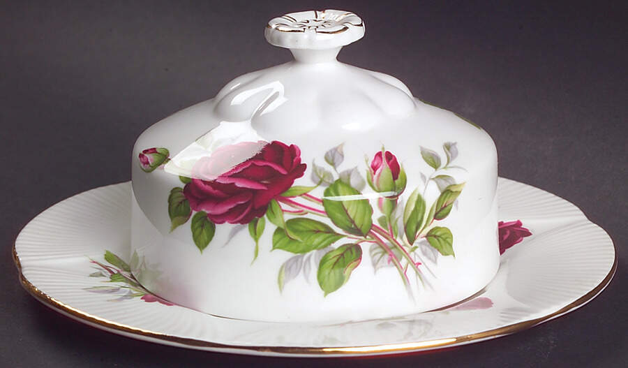 Royal Canadian Rose Round Covered Butter by Royal Albert-1