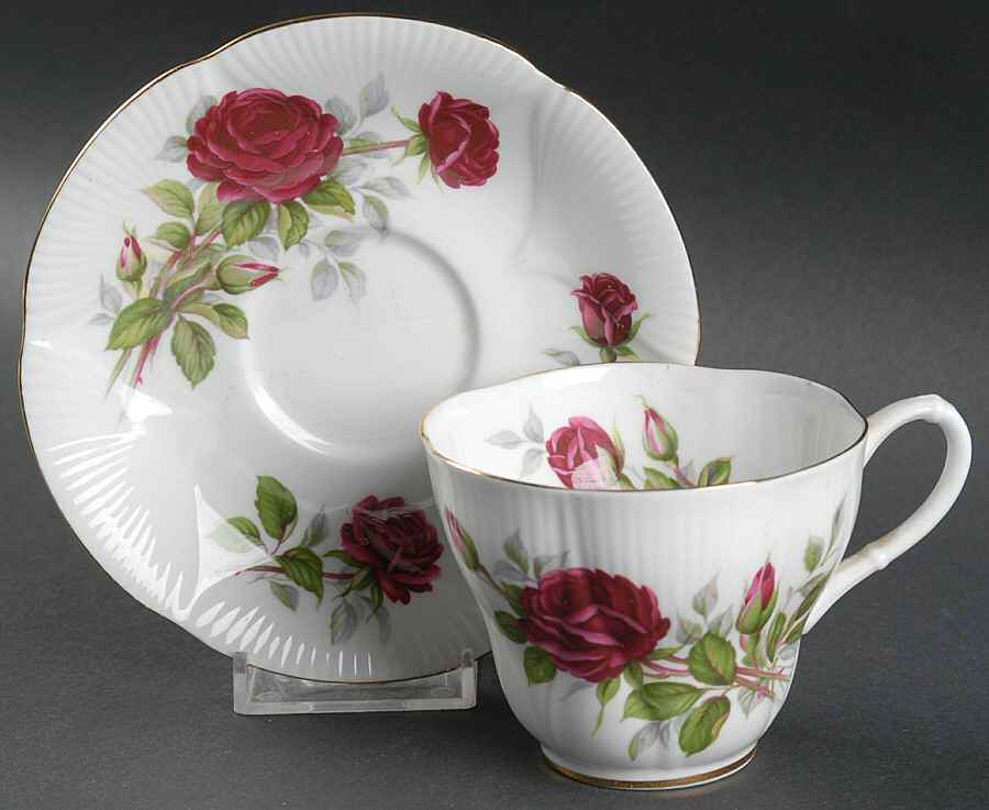 Royal Canadian Rose Flat Cup & Saucer Set by Royal Albert-1