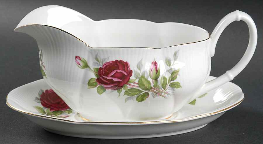 Royal Canadian Rose Gravy Boat & Underplate by Royal Albert-1