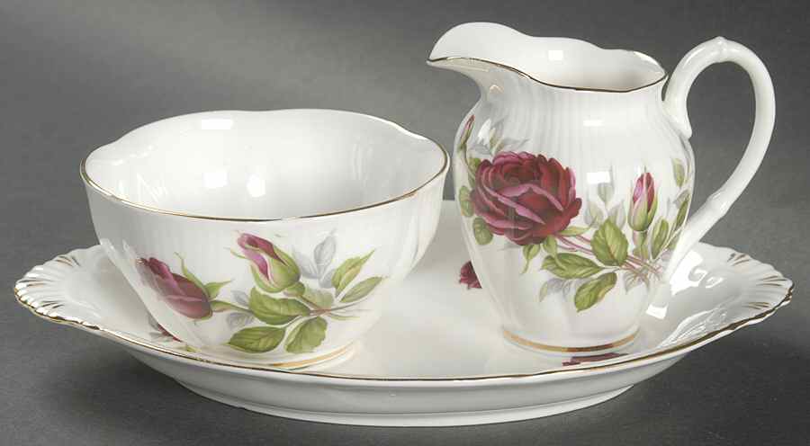 Royal Canadian Rose Mini Creamer & Open Sugar with Tray by Royal Albert-1