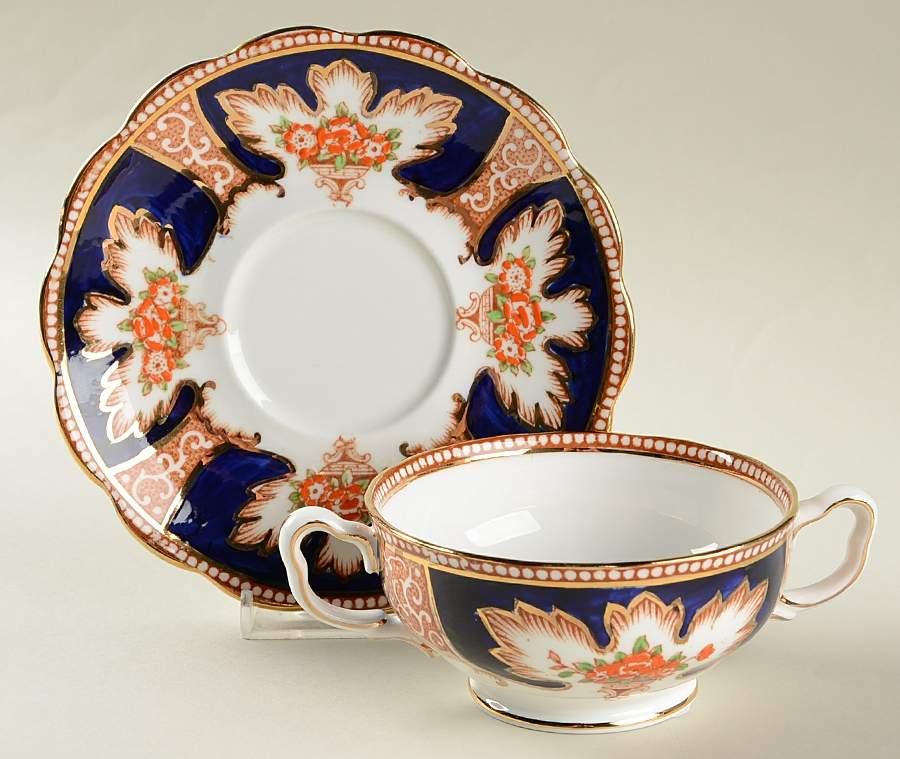 Royalty Footed Cream Soup Bowl & Saucer Set by Royal Albert-1