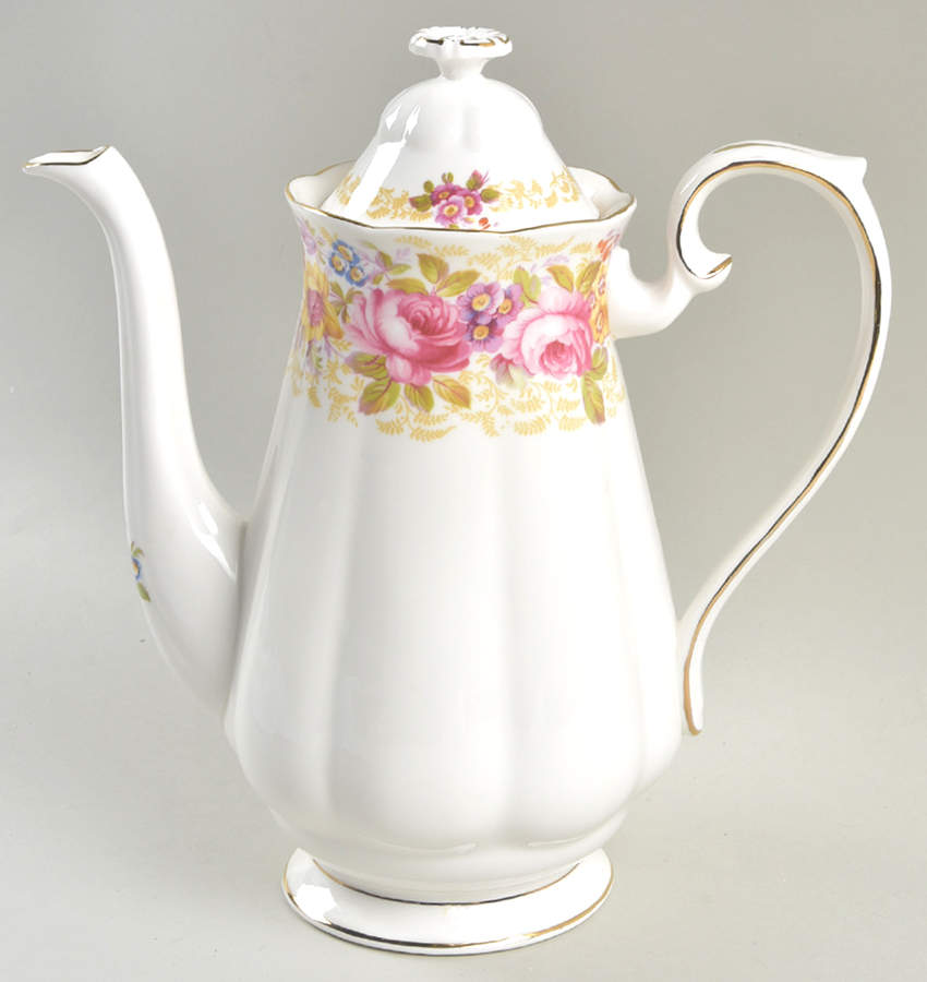 Serena (Thin Gold Trim) Coffee Pot & Lid by Royal Albert-1