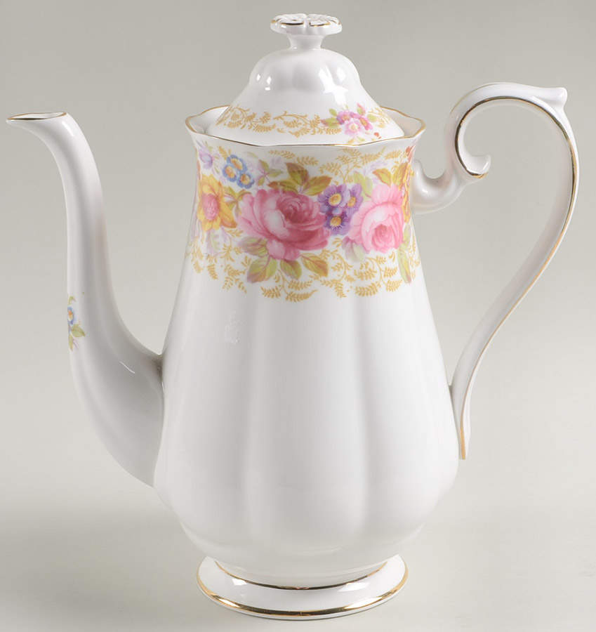 Serena (Thin Gold Trim) Small Coffee Pot & Lid by Royal Albert-1