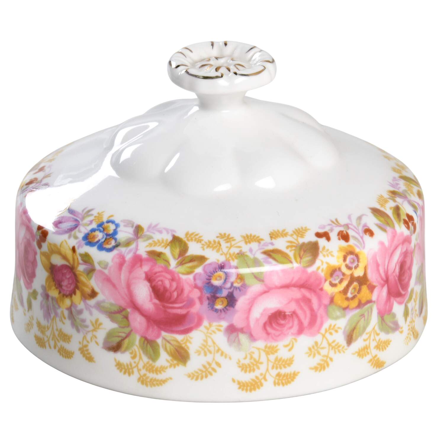 Serena (Thin Gold Trim) Lid for Round Butter (Uses Bread & Butter Plate) by Royal Albert-1
