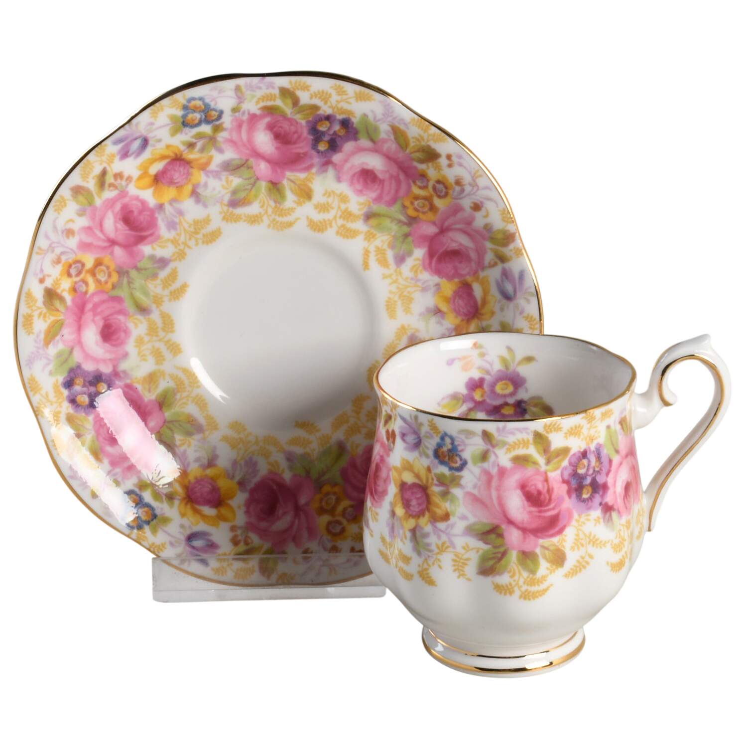 Serena (Thin Gold Trim) Footed Demitasse Cup & Saucer Set by Royal Albert-1