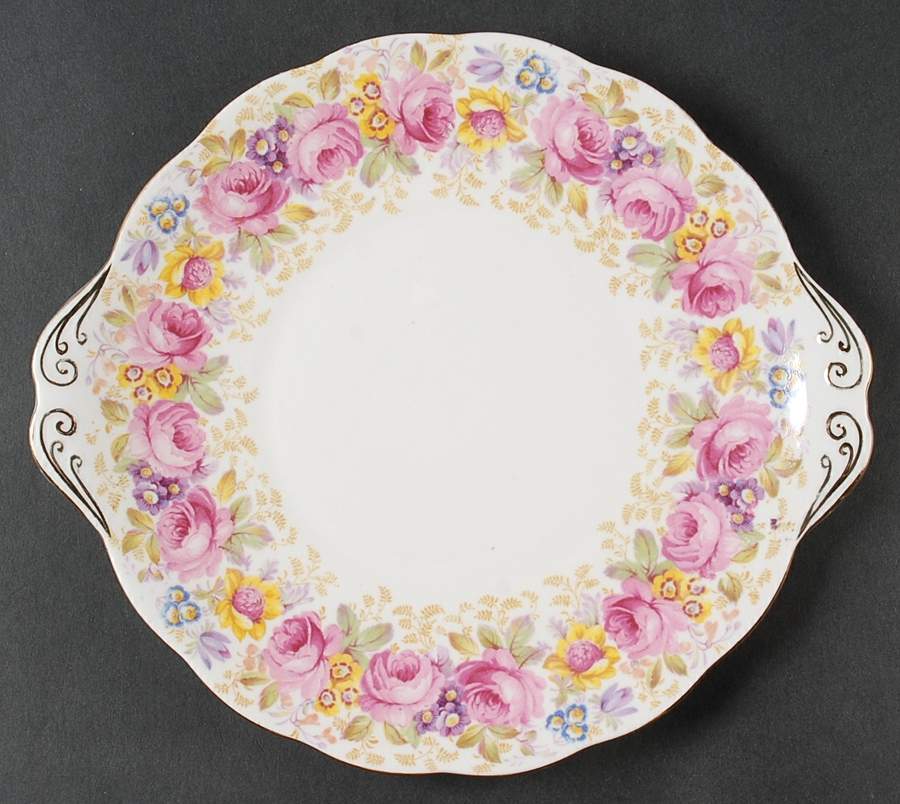 Serena (Thin Gold Trim) Handled Cake Plate by Royal Albert-1