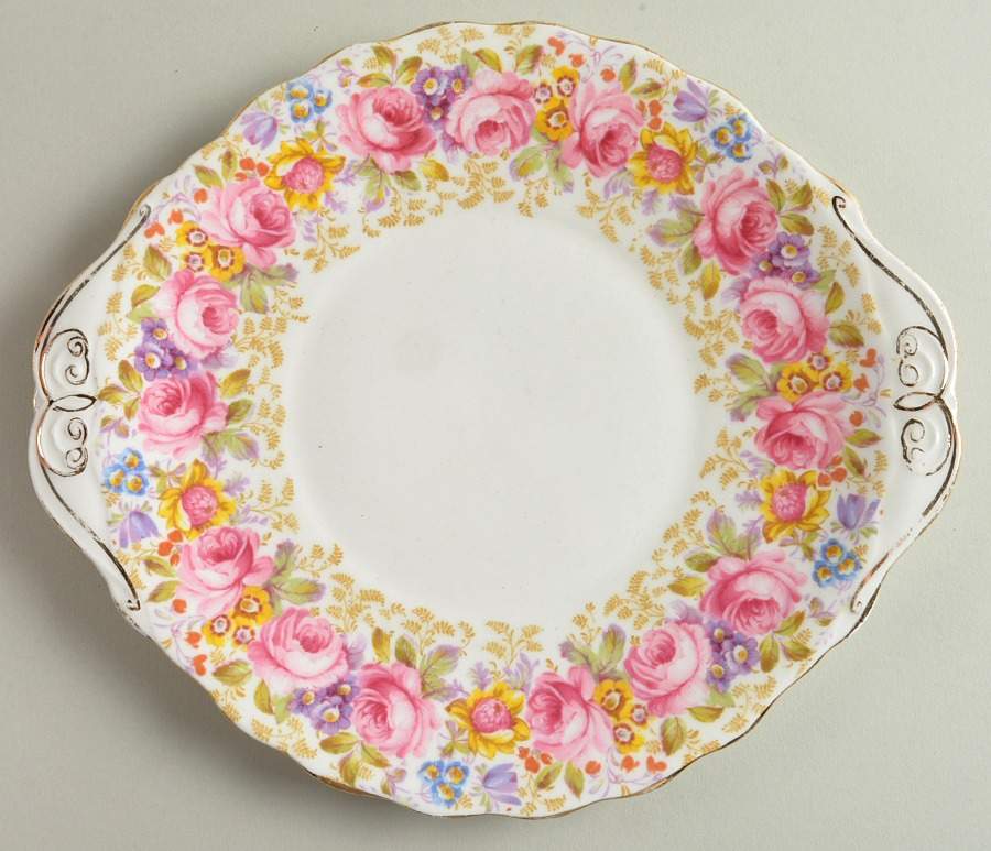 Serena (Thin Gold Trim) Handled Cake Plate by Royal Albert-1