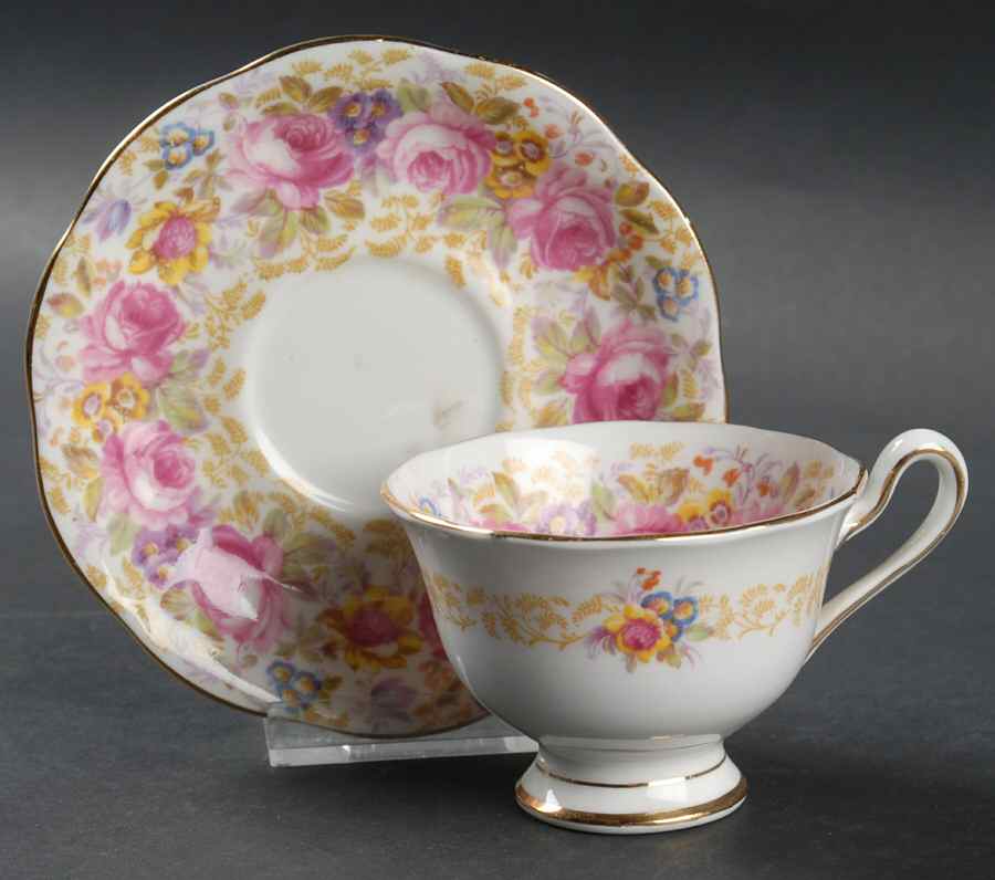 Serena (Thin Gold Trim) Footed Demitasse Cup & Saucer Set by Royal Albert-1