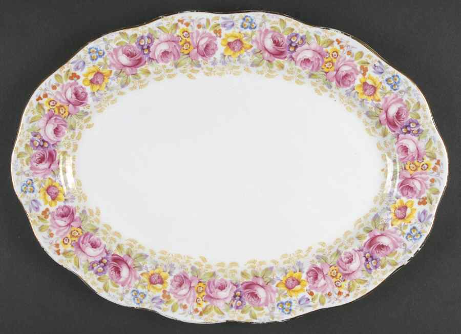 Serena (Thin Gold Trim) 13" Oval Serving Platter by Royal Albert-1