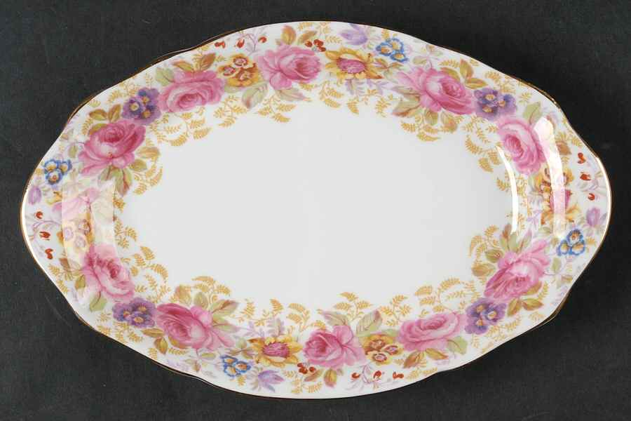 Serena (Thin Gold Trim) Tray for Mini Creamer & Open Sugar by Royal Albert-1