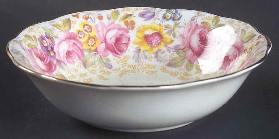 Serena (Thin Gold Trim) Coupe Cereal Bowl by Royal Albert-1