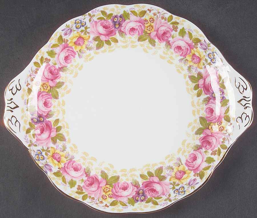 Serena (Thin Gold Trim) Handled Cake Plate by Royal Albert-1