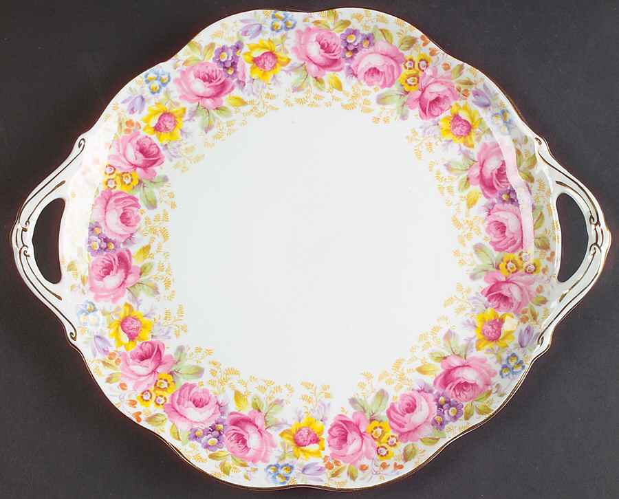 Serena (Thin Gold Trim) Handled Cake Plate by Royal Albert-1