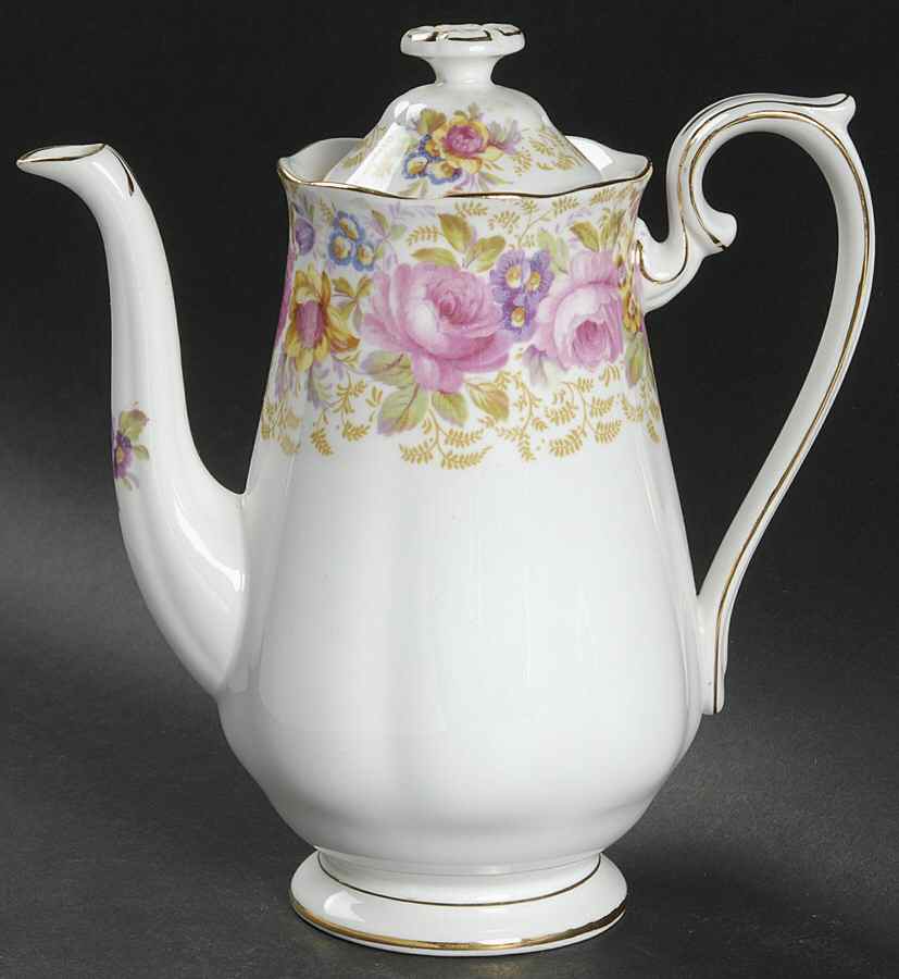 Serena (Thin Gold Trim) Mini Coffee Pot & Lid by Royal Albert-1
