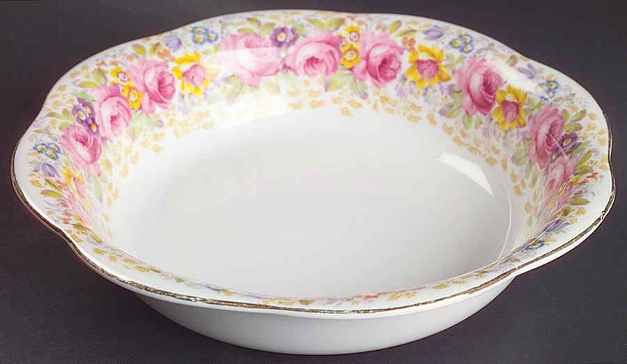 Serena (Thin Gold Trim) 9" Round Vegetable Bowl by Royal Albert-1