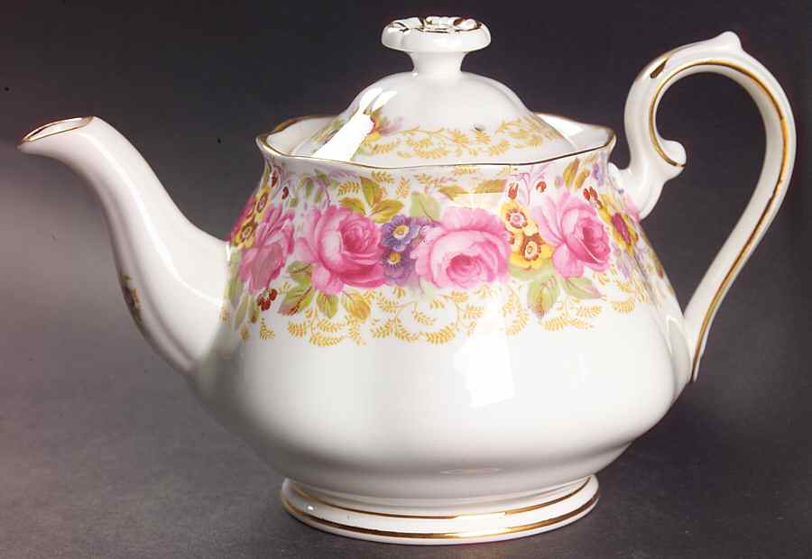Serena (Thin Gold Trim) Mini Teapot & Lid by Royal Albert-1