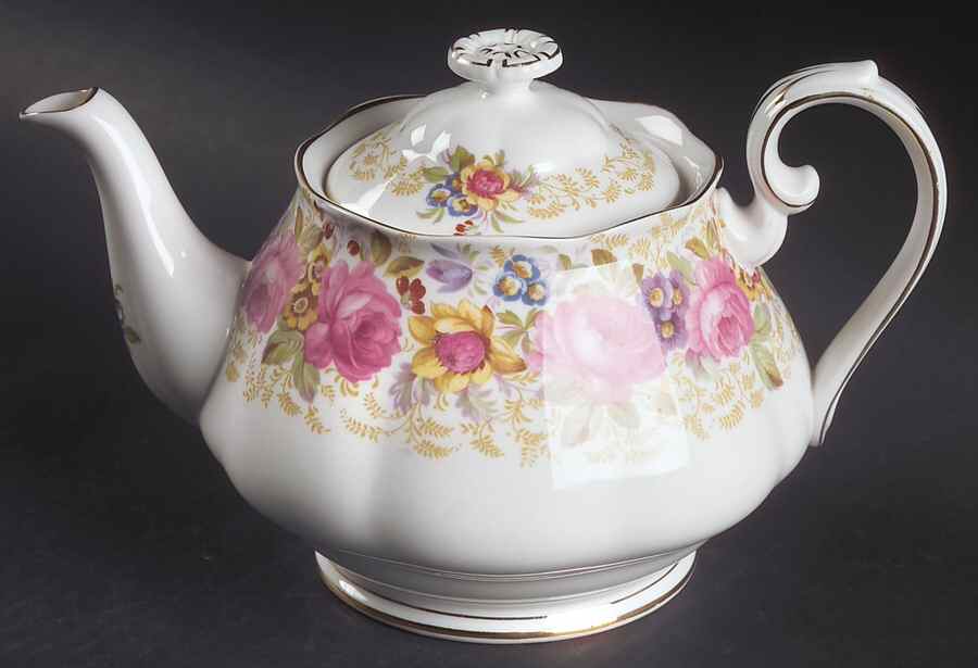 Serena (Thin Gold Trim) Small Teapot & Lid by Royal Albert-1