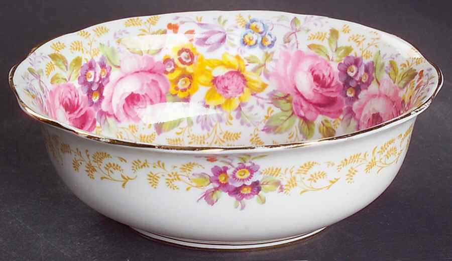 Serena (Thin Gold Trim) Oval Open Sugar Bowl by Royal Albert-1