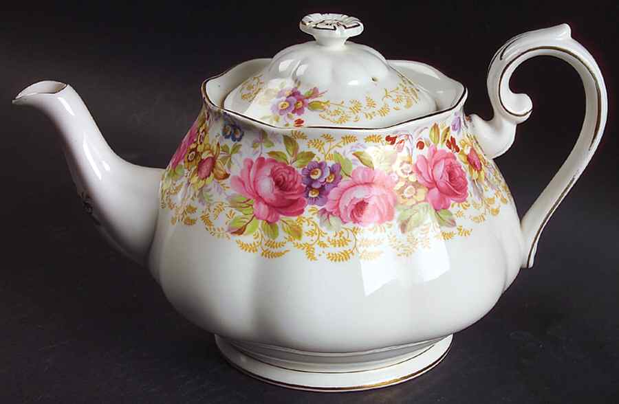 Serena (Thin Gold Trim) Teapot & Lid by Royal Albert-1