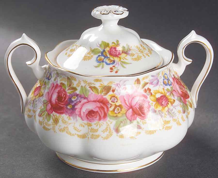 Serena (Thin Gold Trim) Sugar Bowl & Lid by Royal Albert-1