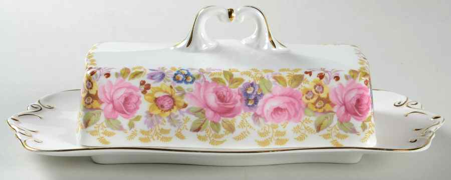 Serena (Thin Gold Trim) 1/4 Lb Covered Butter by Royal Albert-1