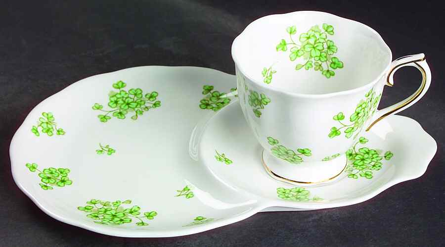 Shamrock (Gold Accent) Dessert Plate & Cup Set by Royal Albert-1