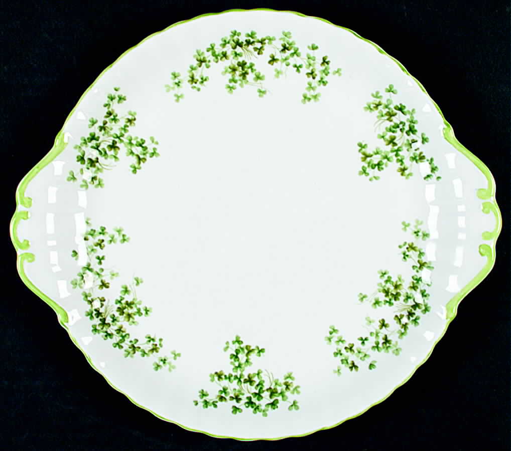 Shamrock (Green Trim, Newer) Handled Cake Plate by Royal Albert-1