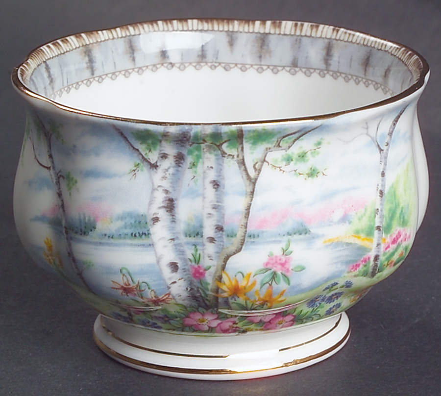 Silver Birch Mini Open Sugar Bowl by Royal Albert-1