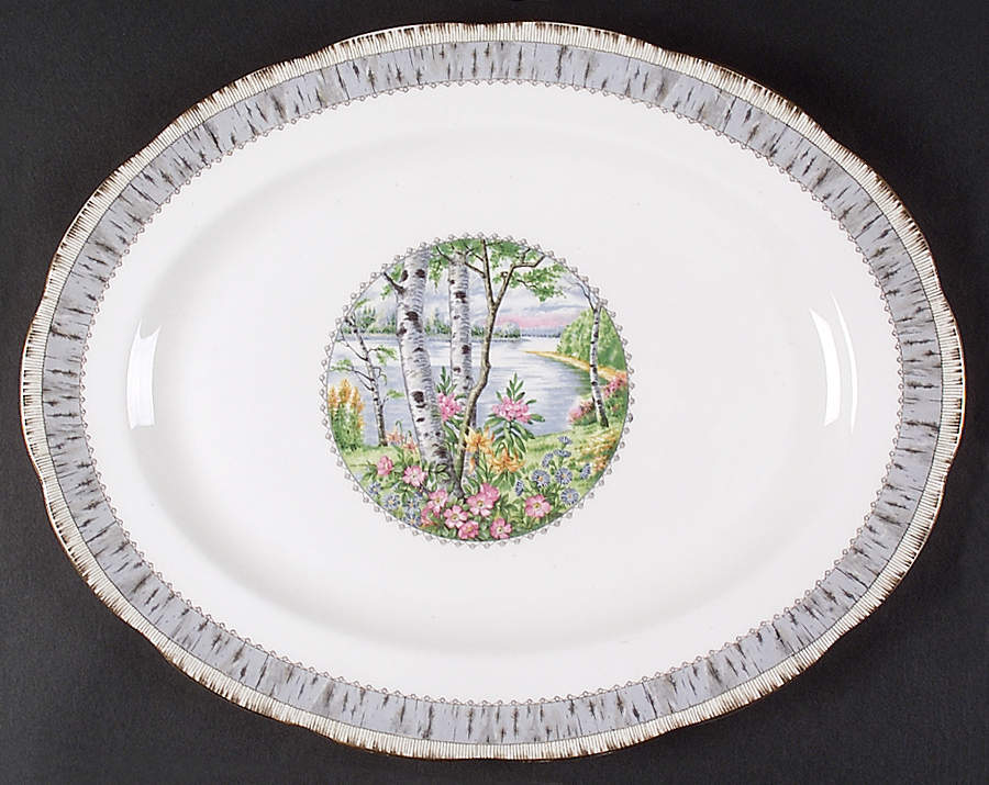 Silver Birch 15" Oval Serving Platter by Royal Albert-1