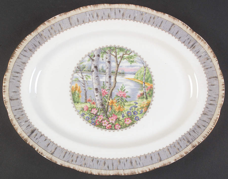 Silver Birch 13" Oval Serving Platter by Royal Albert-1