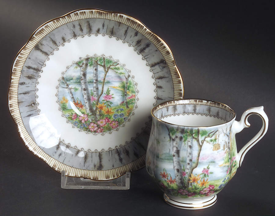 Silver Birch Footed Demitasse Cup & Saucer Set by Royal Albert-1
