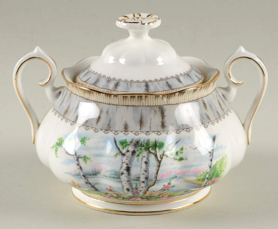 Silver Birch Sugar Bowl & Lid by Royal Albert-1