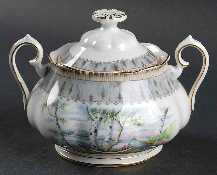Silver Birch Sugar Bowl & Lid by Royal Albert-1