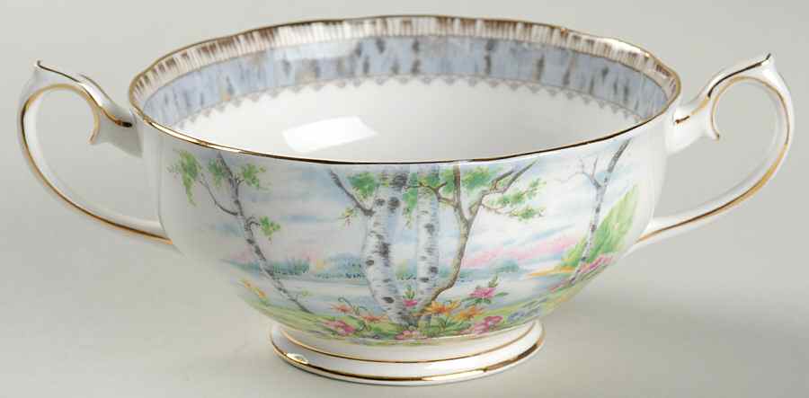 Silver Birch Footed Cream Soup Bowl by Royal Albert-1