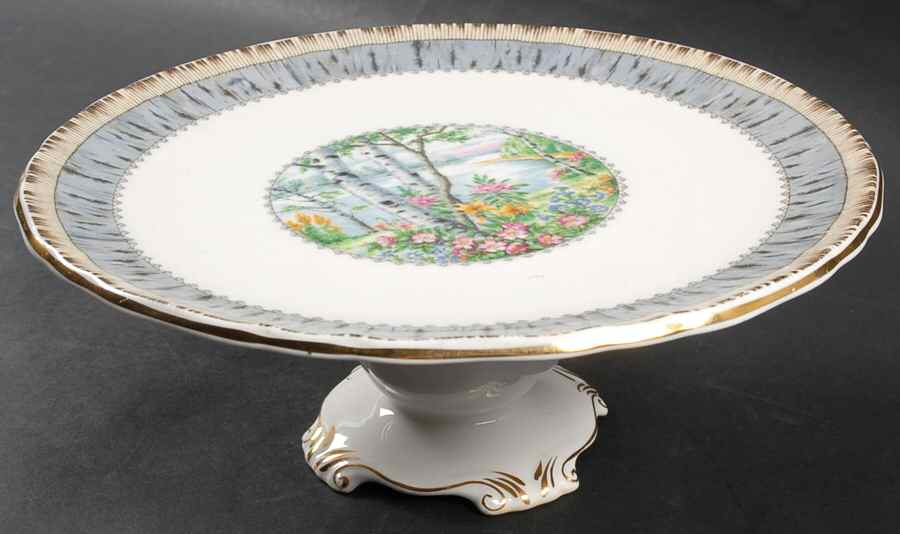 Silver Birch 9" Diameter Pedestal Cake Stand by Royal Albert-1