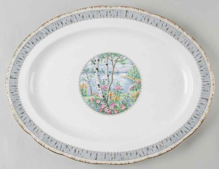 Silver Birch 16" Oval Serving Platter by Royal Albert-1