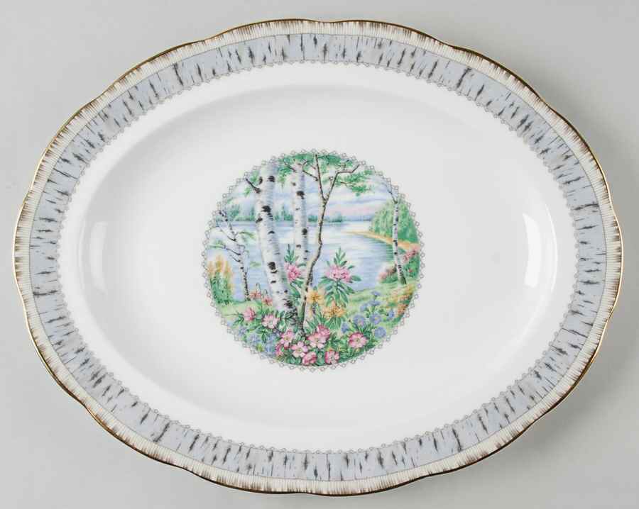 Silver Birch 13" Oval Serving Platter by Royal Albert-1
