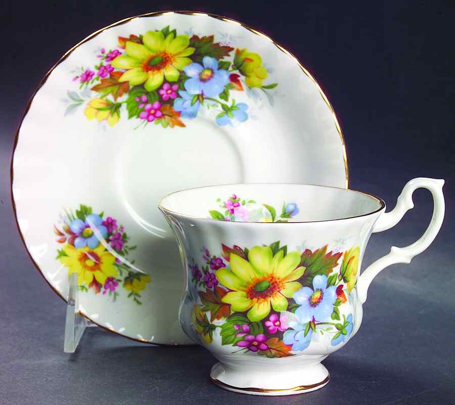 Summertime Series Footed Cup & Saucer Set by Royal Albert-1
