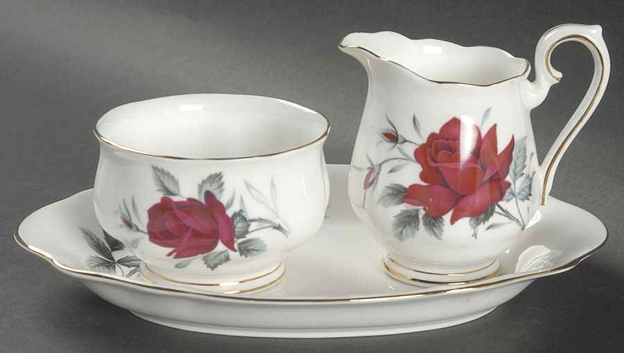 Sweet Romance Mini Creamer & Open Sugar with Tray by Royal Albert-1