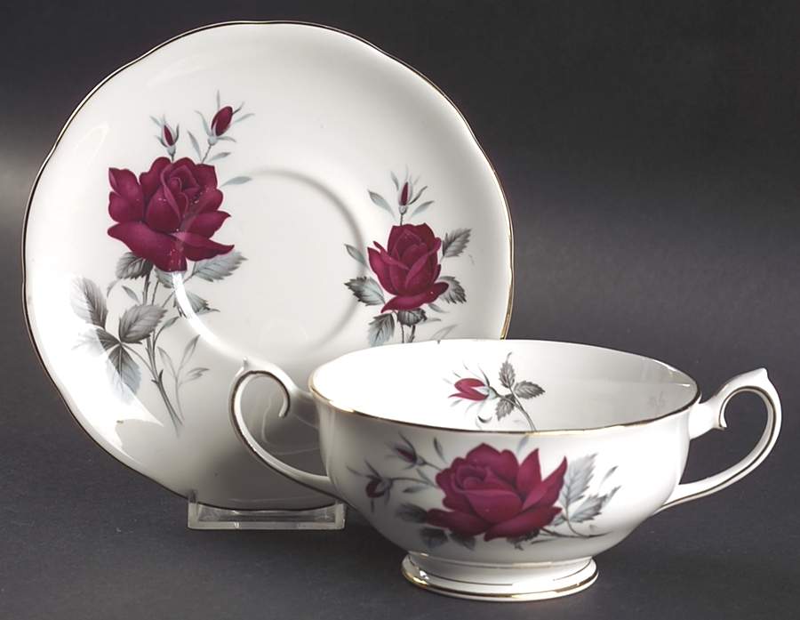 Sweet Romance Footed Cream Soup Bowl & Saucer Set by Royal Albert-1
