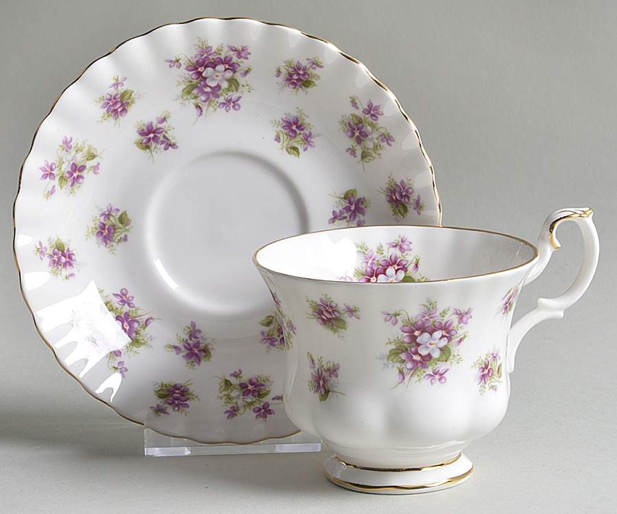 Sweet Violets Footed Cup & Saucer Set by Royal Albert-1