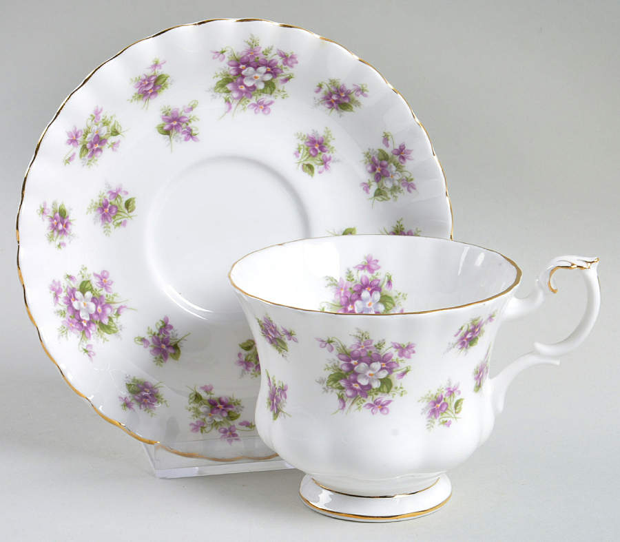 Sweet Violets Footed Cup & Saucer Set by Royal Albert-1
