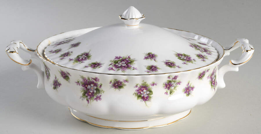 Sweet Violets Round Covered Vegetable by Royal Albert-1